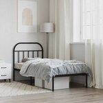 vidaXL Cadre de lit métal sans matelas avec tête de lit noir 90x200 cm