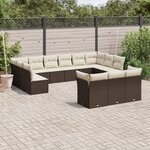 vidaXL Salon de jardin avec coussins 13 Pièces marron résine tressée