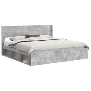 vidaXL Cadre de lit avec rangement et tête de lit Gris béton