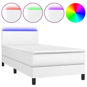 vidaXL Sommier à lattes de lit avec matelas et LED Blanc 90x190cm