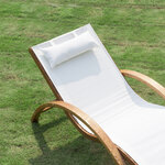 Transat chaise longue design style tropical bois massif naturel coloris beige blanc