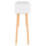 vidaXL Table console Blanc 105x30x75 cm Bois massif pin /rotin naturel