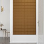 vidaXL Panneaux muraux 12 Pièces Marron 60x15 cm Velours 1 08 m²