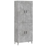 vidaXL Buffet haut Gris béton 69 5x34x180 cm Bois d'ingénierie