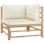 vidaXL Salon de jardin 11 Pièces avec coussins blanc crème bambou