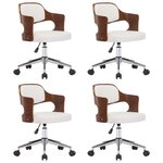 vidaXL Chaises pivotantes à manger lot de 4 bois courbé et similicuir