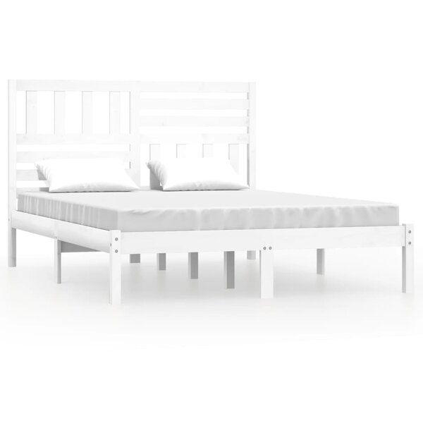 vidaXL Cadre de lit sans matelas blanc bois de pin massif 160x200 cm
