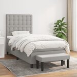 vidaXL Sommier à lattes de lit avec matelas Gris clair 100x200cm Tissu