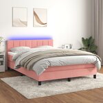 vidaXL Sommier à lattes de lit avec matelas et LED Rose 140x200 cm