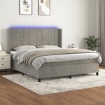 vidaXL Sommier à lattes de lit matelas et LED Gris clair 180x200 cm