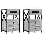 vidaXL Cabinet de chevet avec tiroir 2 Pièces Sonoma gris 40 x 31 x 60 cm