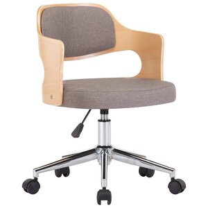 vidaXL Chaise pivotante de bureau Taupe Bois courbé et tissu