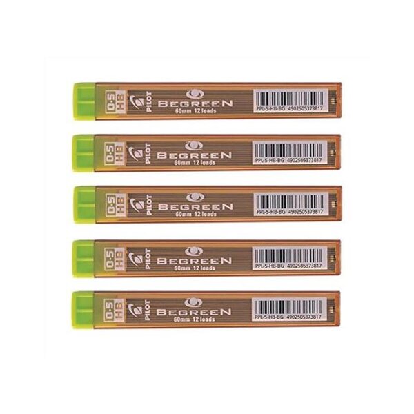 Etui de 12 mines qualité très résistante 0 5 mm Begreen HB x 5 PILOT
