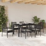 vidaXL Ensemble de salle à manger pour jardin 7 Pièces Noir Poly rotin