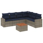 vidaXL Salon de jardin 7 Pièces avec coussins gris résine tressée