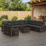 vidaXL Ensemble de canapé de jardin 11 pc Gris polyrotin