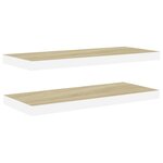 vidaXL Étagères flottantes 2 Pièces chêne et blanc 60x23 5x3 8 cm MDF
