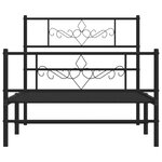 vidaXL Cadre de lit métal sans matelas avec pied de lit noir 75x190 cm