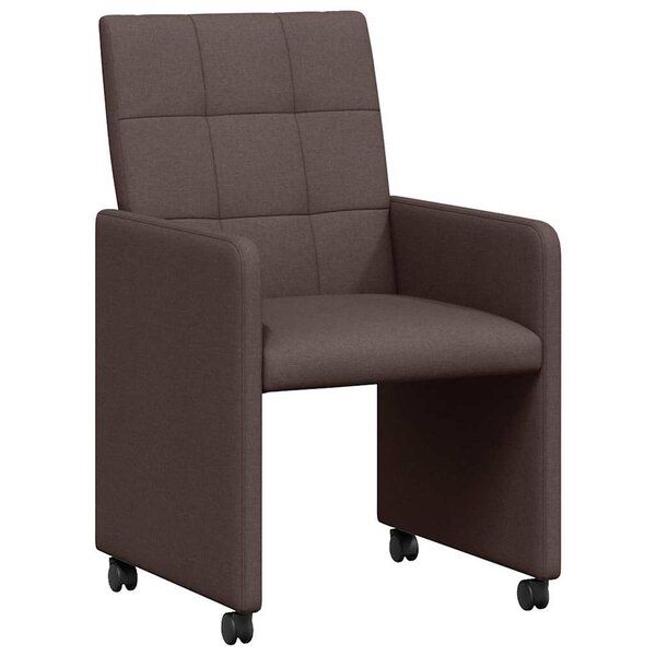 vidaXL Chaises de Salle à Manger avec Roues 2 Pièces Marron foncé