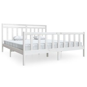 vidaXL Cadre de lit sans matelas blanc bois massif