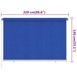 vidaXL Store roulant d'extérieur 220x140 cm Bleu PEHD