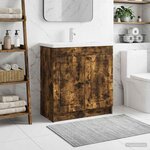 vidaXL Armoire sous évier de salle de bain Chêne fumé