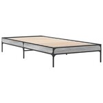 vidaXL Cadre de lit sonoma gris 75x190 cm bois d'ingénierie et métal