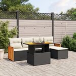 vidaXL Salon de jardin 6 Pièces avec coussins noir résine tressée