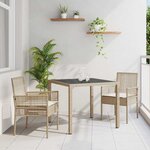 vidaXL Ensemble de salle à manger pour jardin 3 Pièces Beige Poly rotin