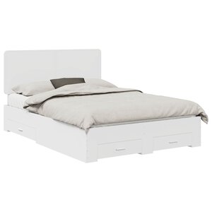 vidaXL Cadre de lit avec tiroir Blanc 140 x 190 cm Bois d'ingénierie