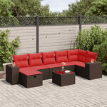 vidaXL Salon de jardin 8 Pièces avec coussins marron résine tressée
