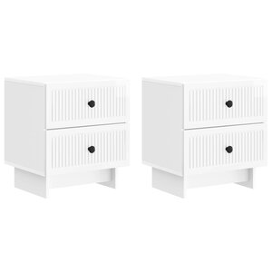 vidaXL Cabinet de chevet 2 Pièces Blanc brillant 43 x 34 5 x 47 5 cm