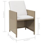 vidaXL Chaises à manger de jardin et coussins lot de 4 beige rotin