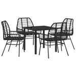 vidaXL Ensemble de salle à manger de jardin 5 pièces noir poly rattan
