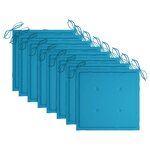 vidaXL Chaises de jardin lot de 8 avec coussins bleu Bois teck massif
