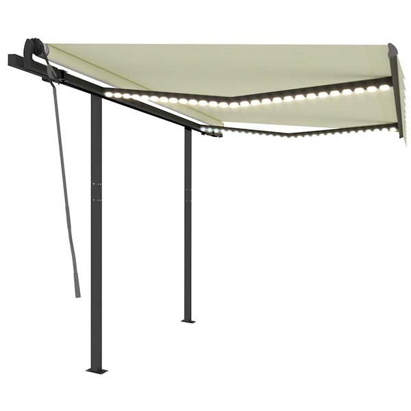 vidaXL Auvent manuel rétractable avec LED 3x2 5 m Crème
