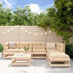 vidaXL Salon de jardin 7 Pièces avec coussins bois massif