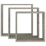 vidaXL Étagères murales sous forme de cube 3 Pièces Gris béton