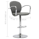 vidaXL Tabourets de bar avec accoudoir lot de 2 gris similicuir