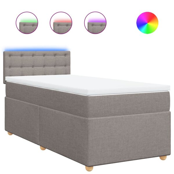 vidaXL Sommier à lattes de lit avec matelas Taupe 90x190 cm Tissu