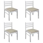 vidaXL Chaises à manger lot de 4 blanc hévéa solide et velours