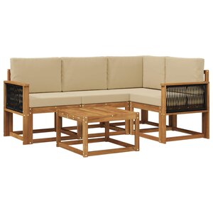 vidaXL Ensemble de canapés d'extérieur 5 pc Naturel et Beige Polyester