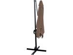 Parasol jardin déporté "soleil" - carré - 2.5 x 2.5 m - taupe + dalles à lester incluses
