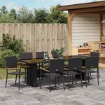 vidaXL Ensemble de salle à manger pour jardin 9 Pièces Noir Poly rotin