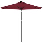 vidaXL Parasol de jardin avec LED mât en acier bordeaux 225x225x212 cm