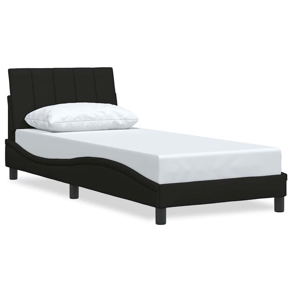 vidaXL Cadre de lit sans matelas Hanko noir 90x200 cm tissu
