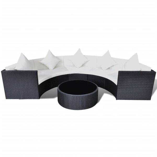 vidaXL Salon de jardin 6 Pièces avec coussins Résine tressée Noir