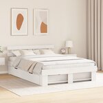 vidaXL Cadre de lit avec tiroir Blanc 150 x 200 cm Bois de pin massif