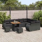 vidaXL Ensemble de canapé de jardin 12 Pièces Noir Poly Rattan