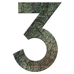 Numéro 3 - Numéro adhésif pour boîtes aux lettres- Pierre véritable 50 mm  ORIGINES